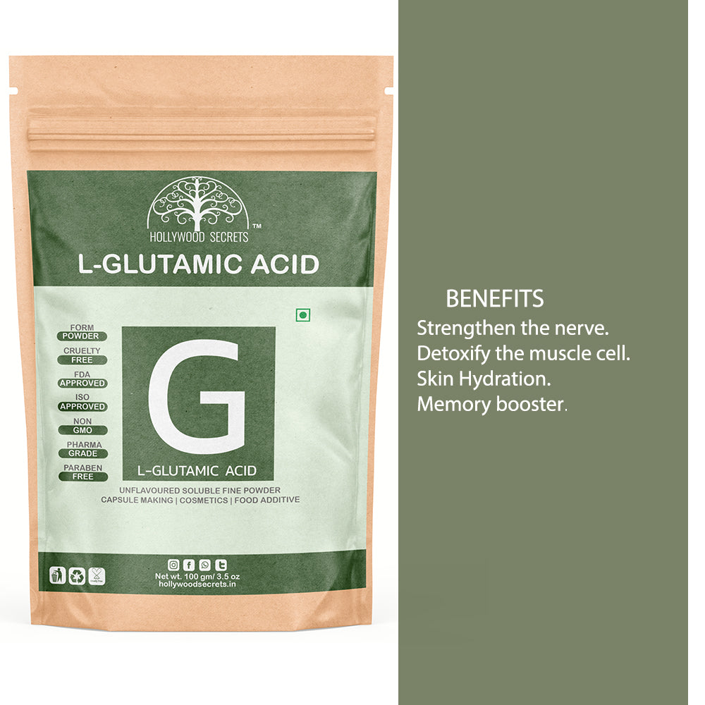 Pure L-Glutamic Amino Acid Powder 100Gms Hollywood Secrets