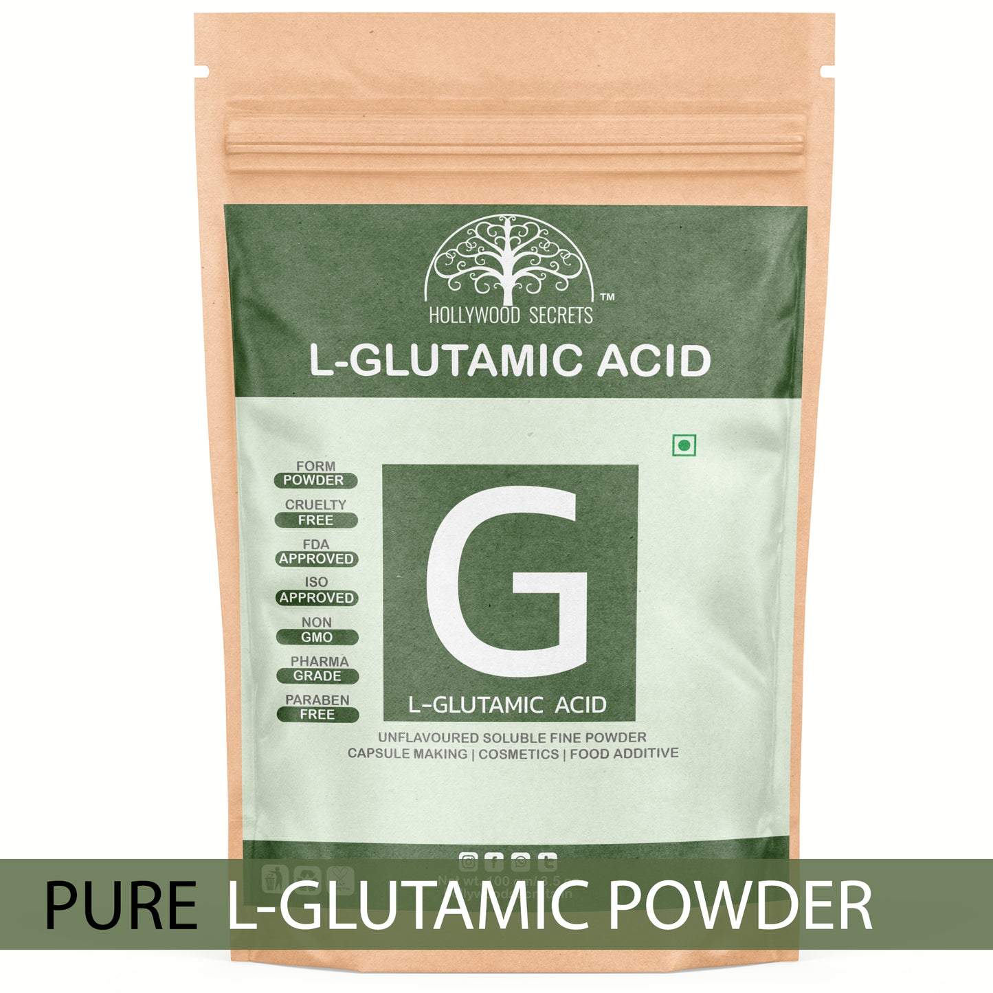 Pure L-Glutamic Amino Acid Powder 100Gms Hollywood Secrets