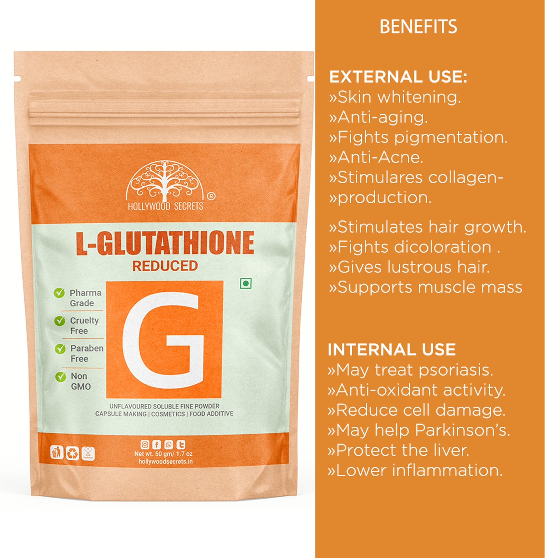 BUY Hollywood Secrets L-Glutathione Powder Skin Whitening (100 gm) BUY Hollywood Secrets L-Glutathione Powder Skin Whitening (100 gm)