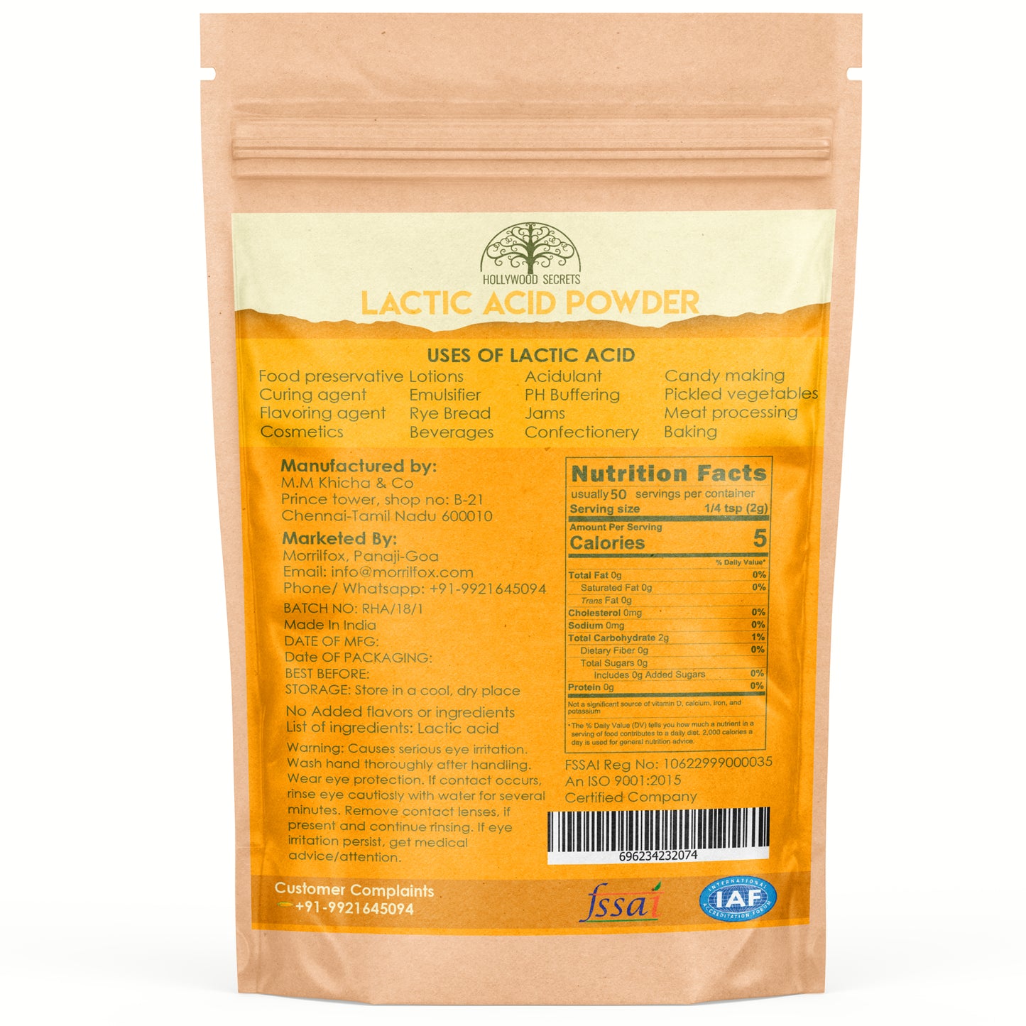 Pure Lactic Acid Powder (100 Gms)