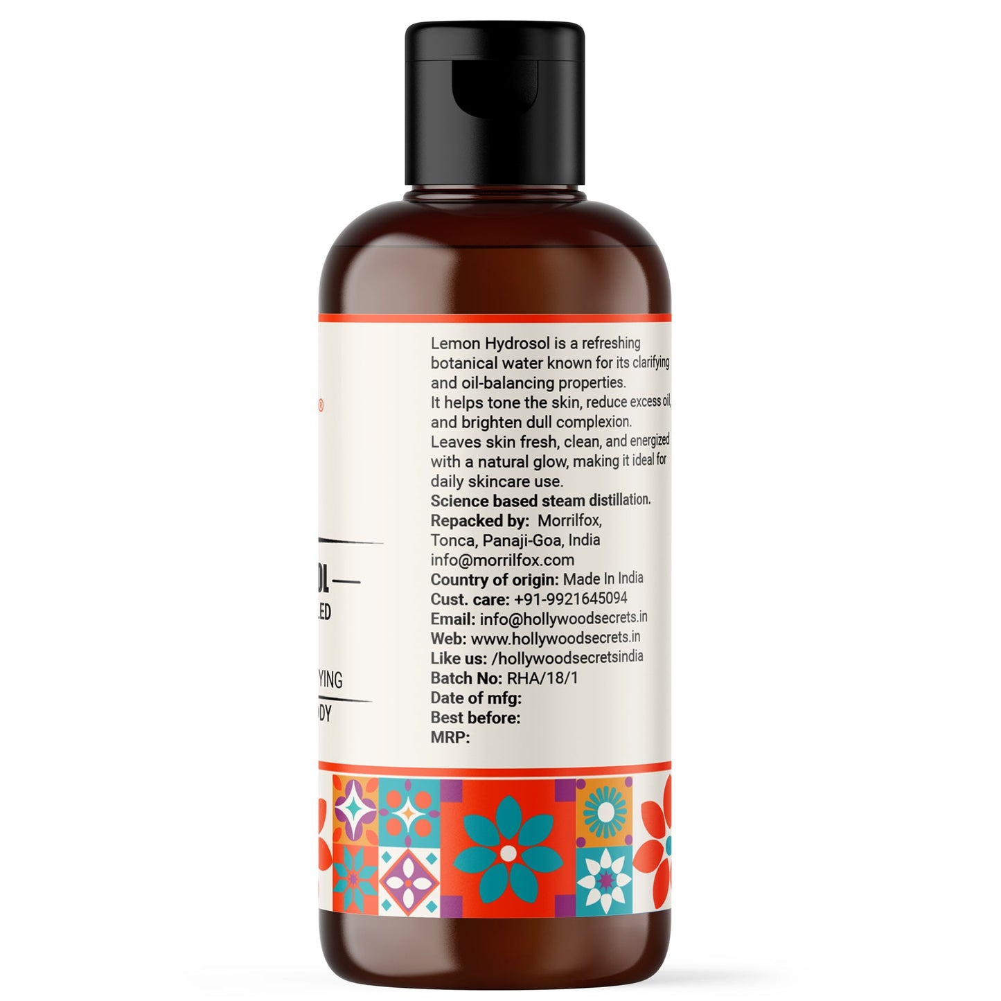 Pure Lemon Hydrosol Floral Water 100ml Hollywood Secrets
