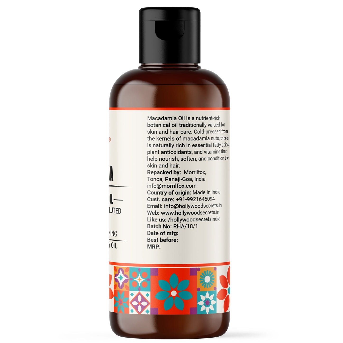 Macadamia Oil Pure Cold Pressed Hollywood Secrets