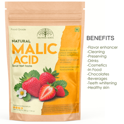 Pure Malic Acid Powder Food Grade 200 gm Hollywood Secrets