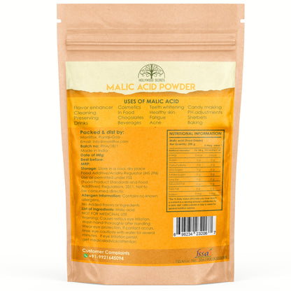 Pure Malic Acid Powder Food Grade 200 gm Hollywood Secrets
