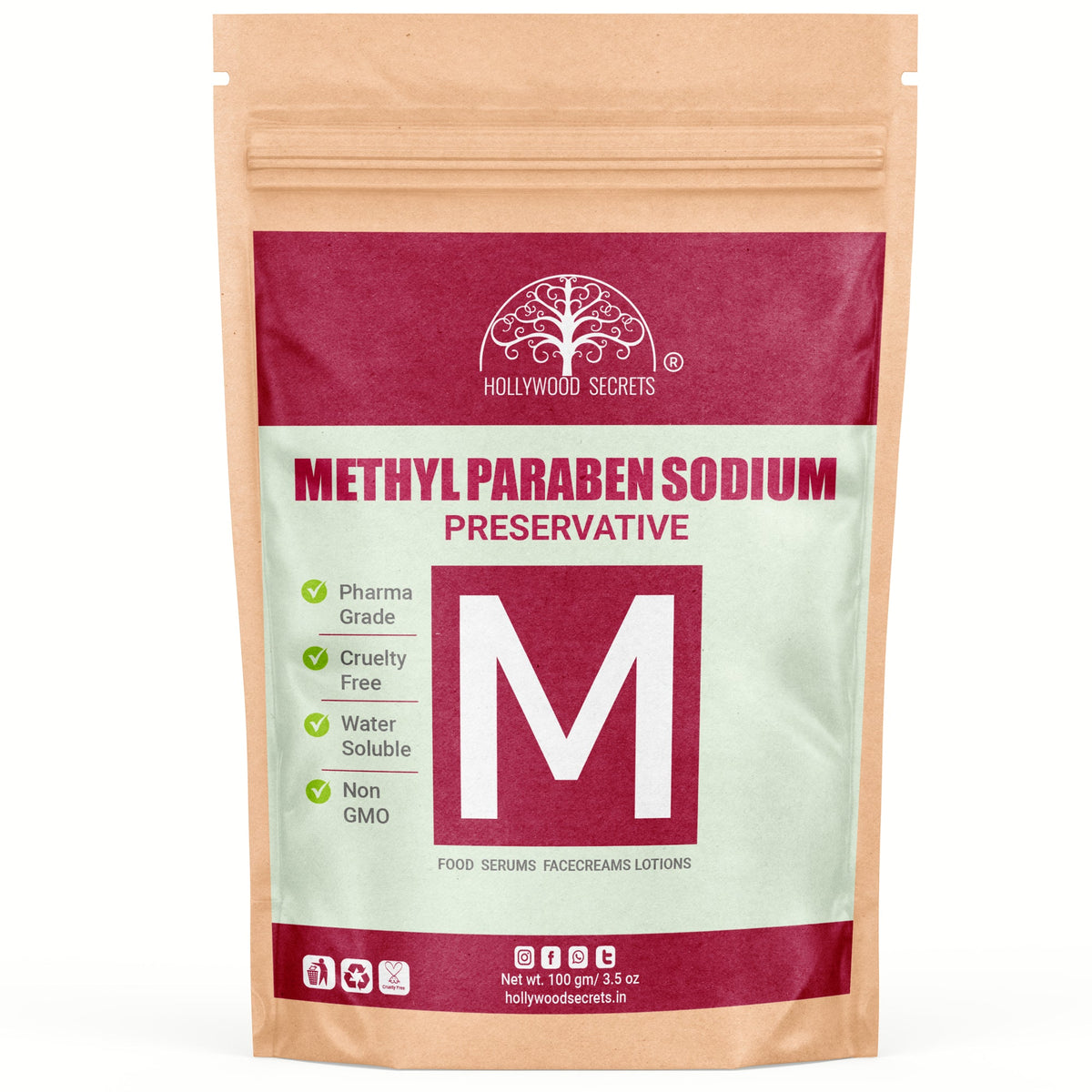 Sodium Methyl Paraben Powder 100gm Hollywood Secrets