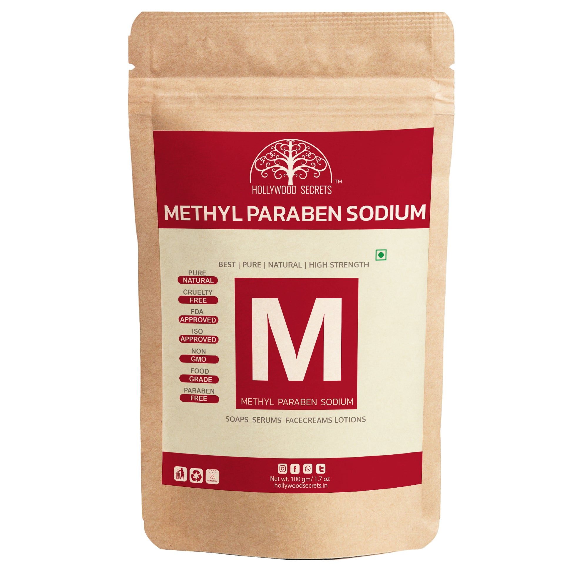 Sodium Methyl Paraben Powder 100gm Hollywood Secrets