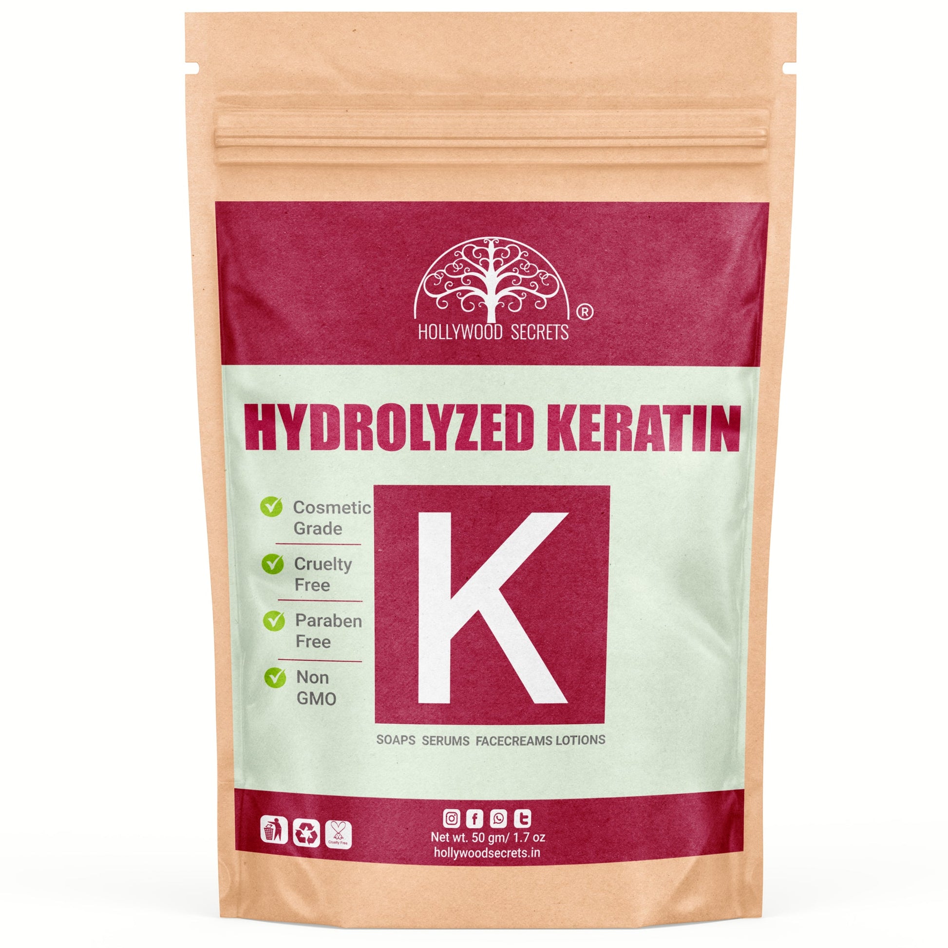Pure Hydrolyzed Keratin Protein Powder 50gm Hollywood Secrets