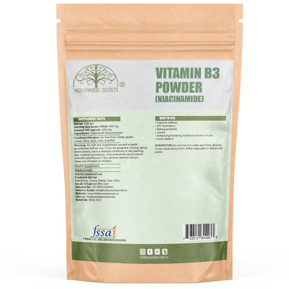 Pure Vitamin B3 (Niacinamide) Powder – 100 g Hollywood Secrets