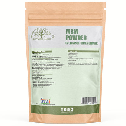 Methylsulfonylmethane MSM Supplement Powder 100gm Hollywood Secrets