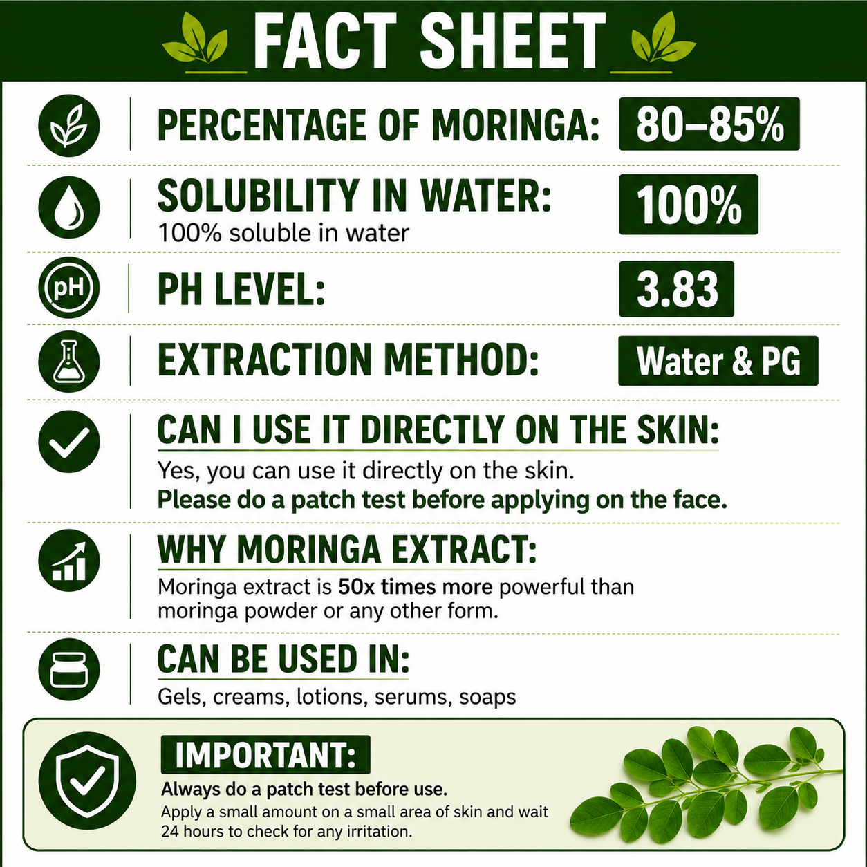 Pure 85% Moringa Oleifera Liquid Extract Hollywood Secrets