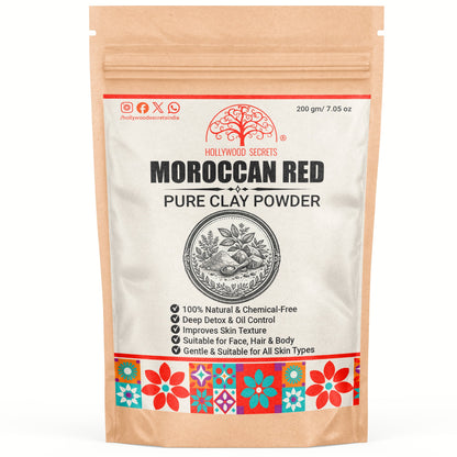 Pure Moroccan Red Clay 200Gms Hollywood Secrets