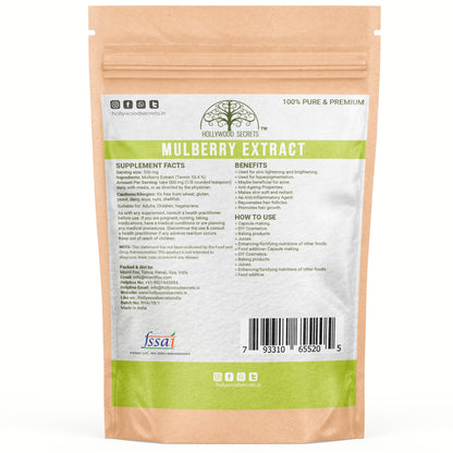 Pure Mulberry Extract Powder 10% Tannin 50gm Hollywood Secrets