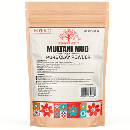 Multani Mitti Powder Fuller Earth Mud PaCK 200 gms Hollywood Secrets