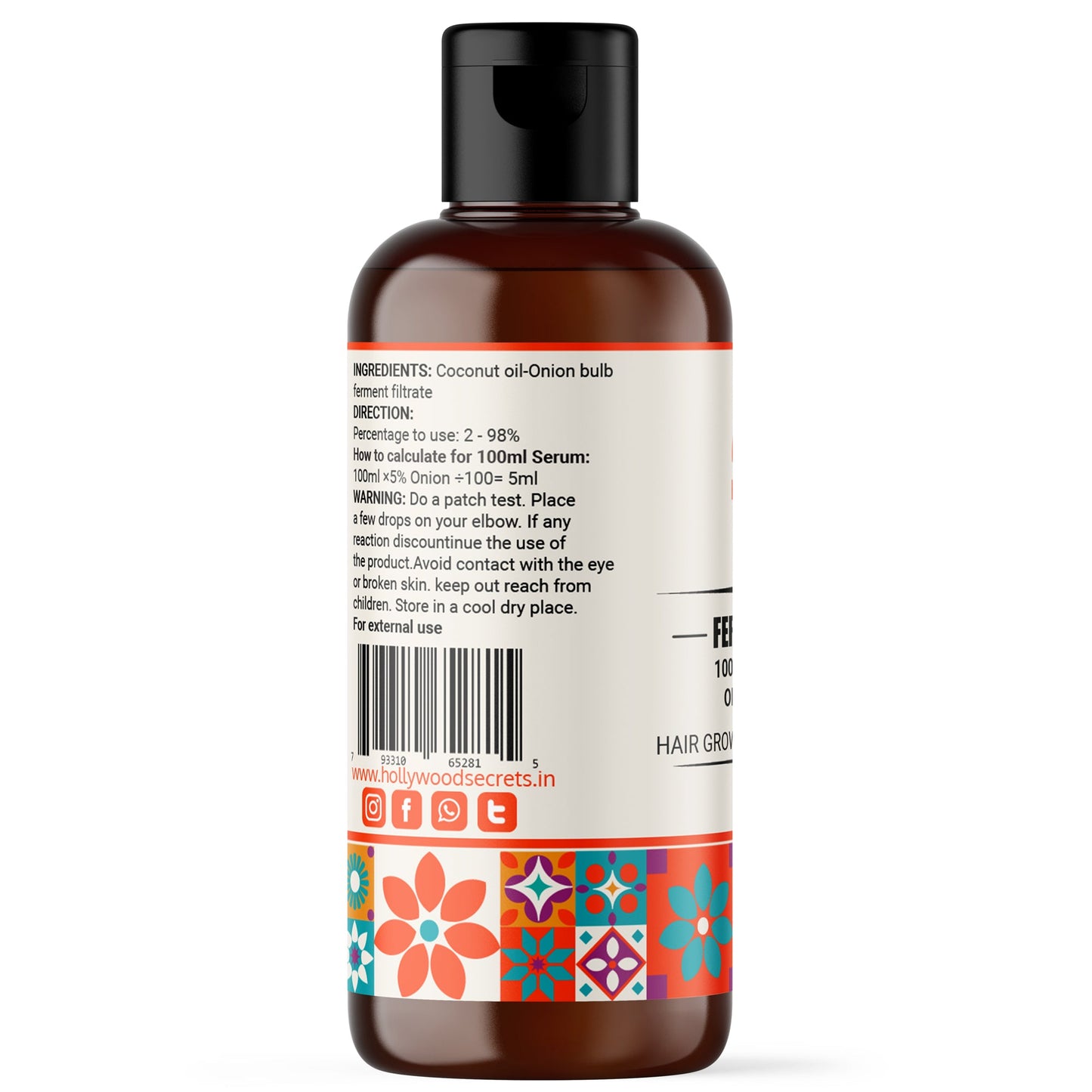 Pure Onion Bulb-Coconut Ferment Filtrate 100 ml Hollywood Secrets