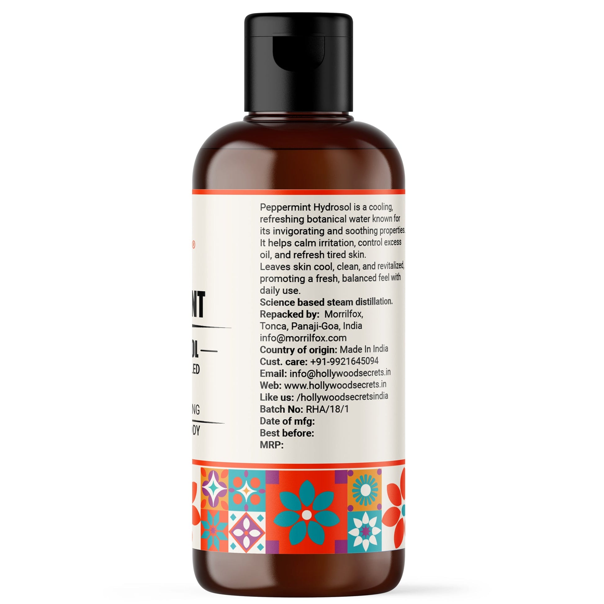 Pure Peppermint Hydrosol Floral Water 100ml Hollywood Secrets