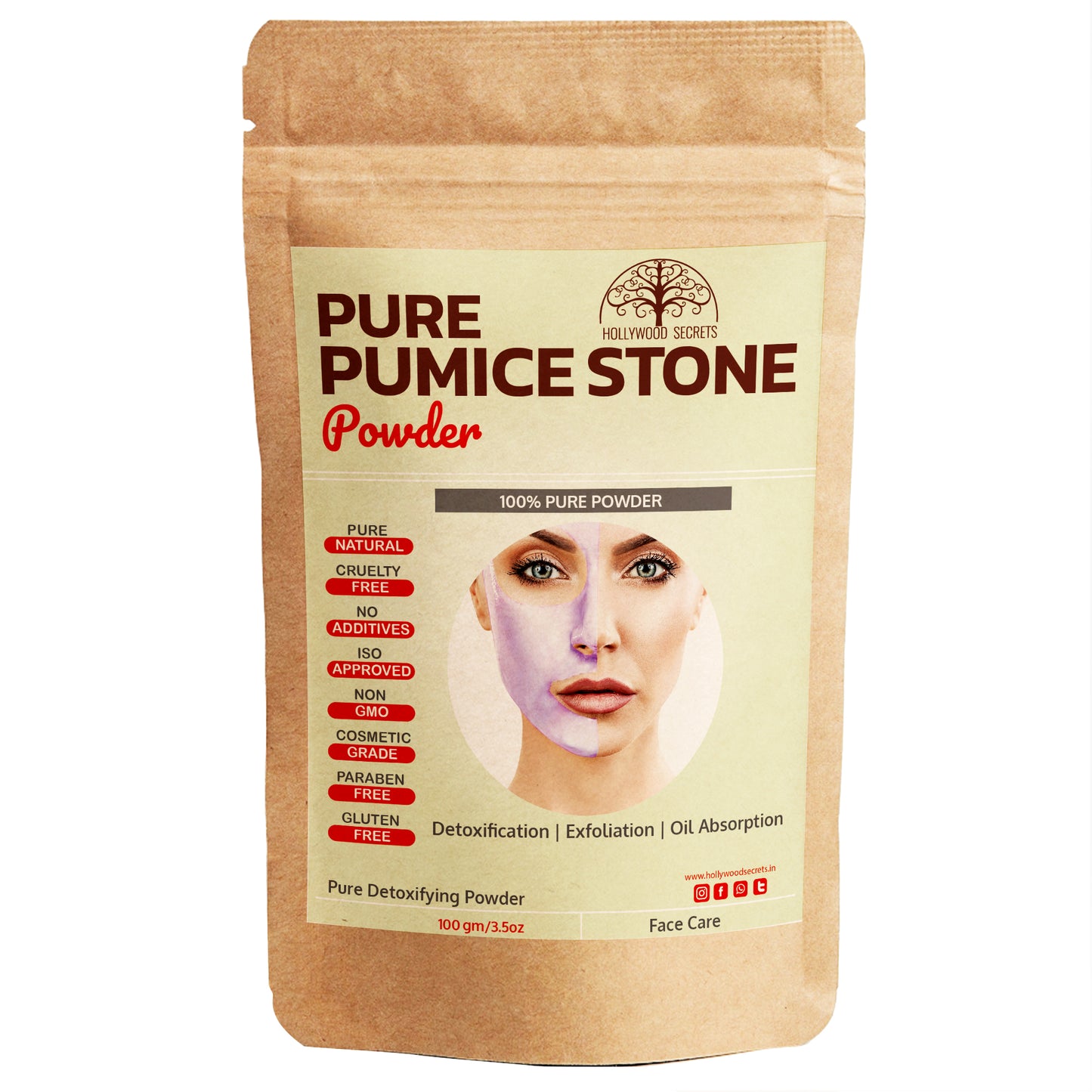 Pure Pumice Stone Powder Skin 100 gm Hollywood Secrets