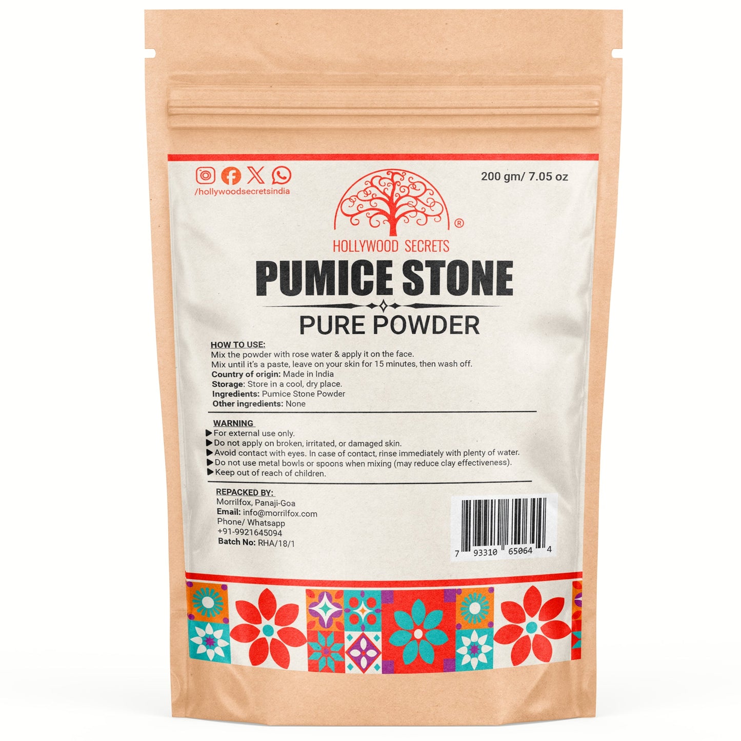 Pure Pumice Stone Powder Skin 200 gm Hollywood Secrets