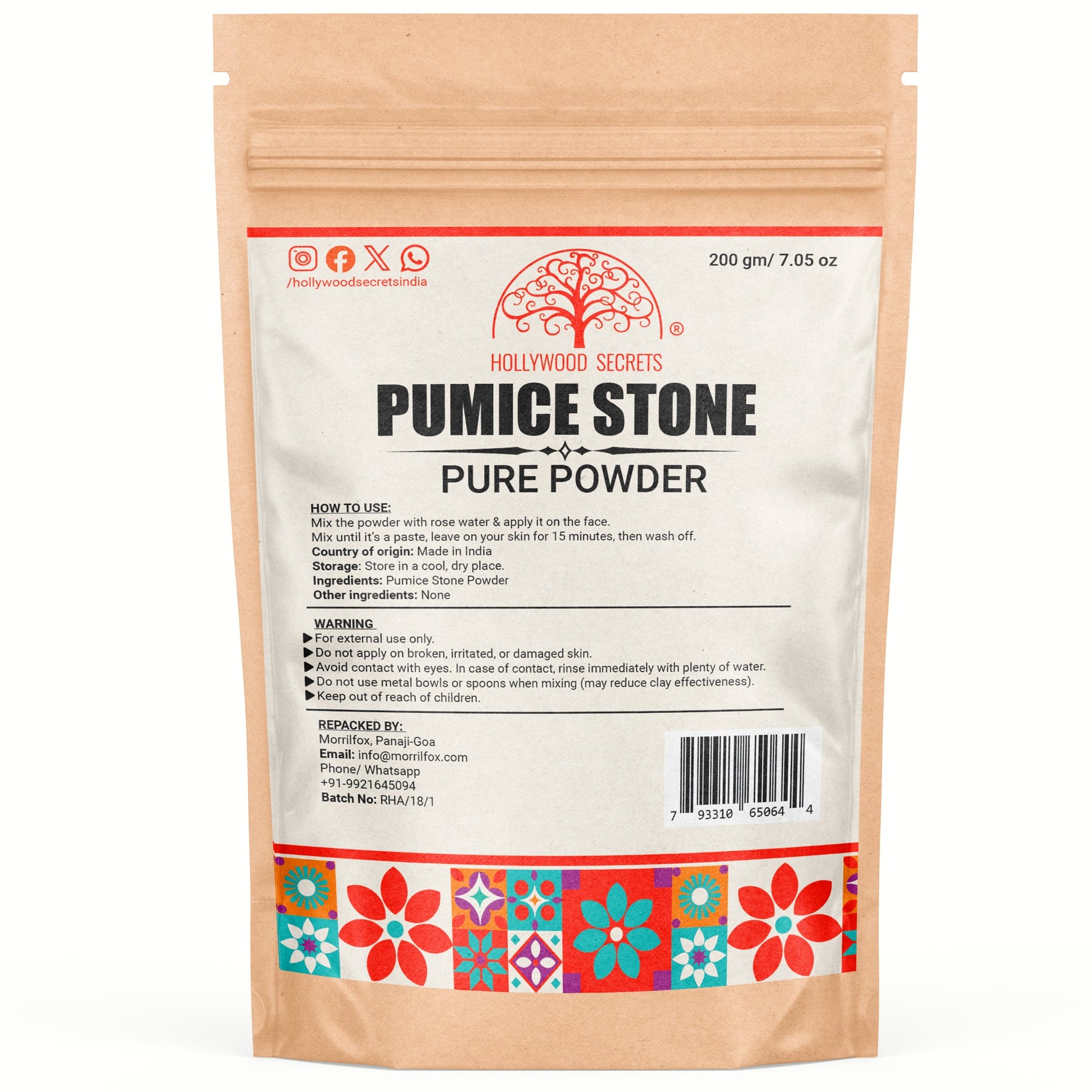 Pure Pumice Stone Powder Skin 200 gm Hollywood Secrets