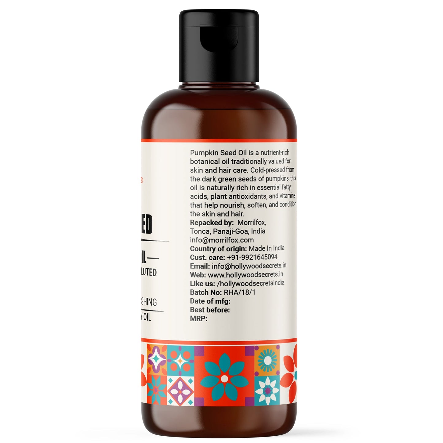 Pumpkin Seed Oil Pure Cold Pressed (Carrier Oil) Hollywood Secrets