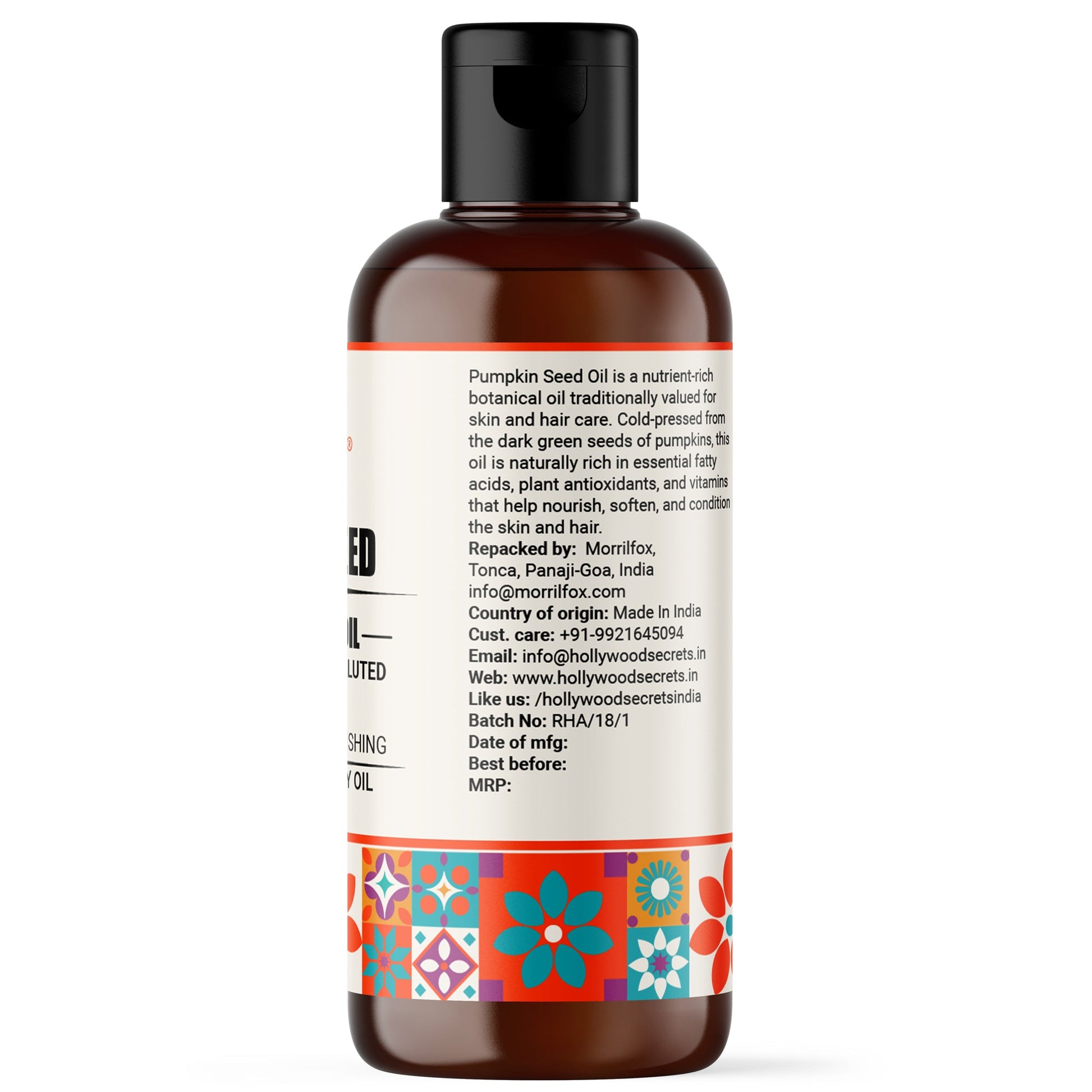 Pumpkin Seed Oil Pure Cold Pressed (Carrier Oil) Hollywood Secrets