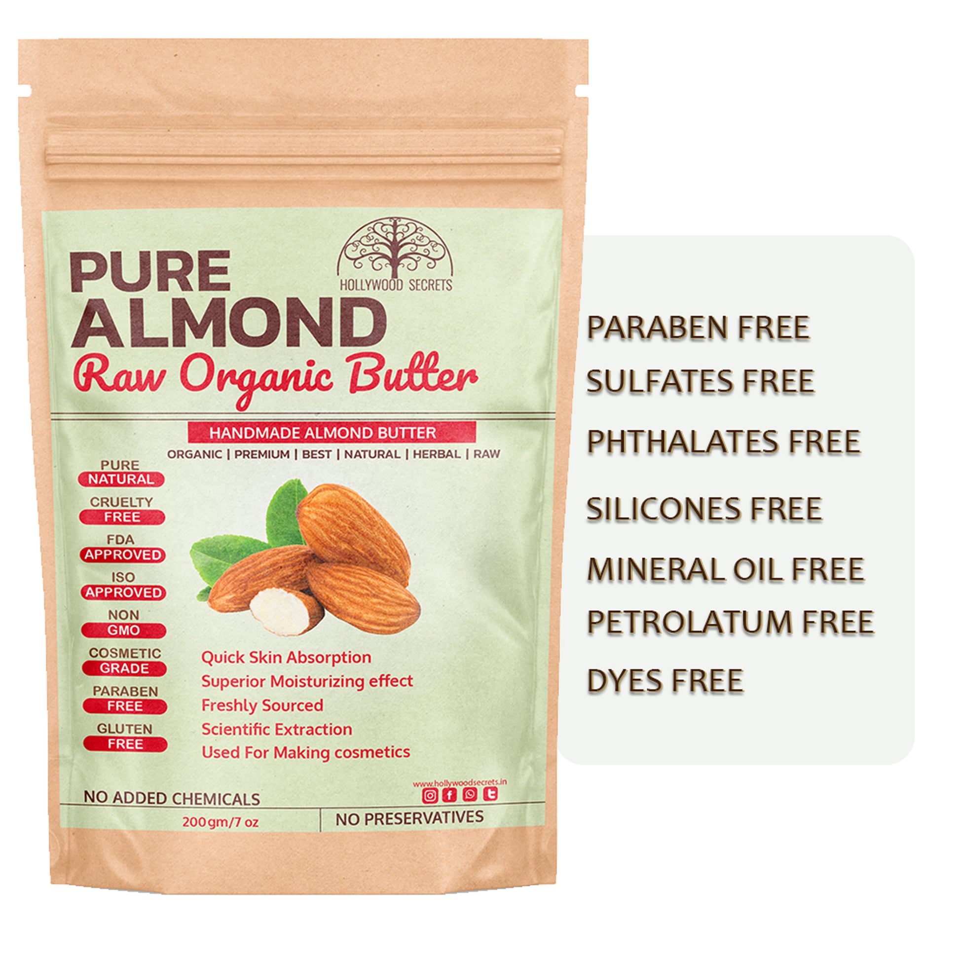 Raw Almond Body Skin Butter 200 gm Hollywood Secrets