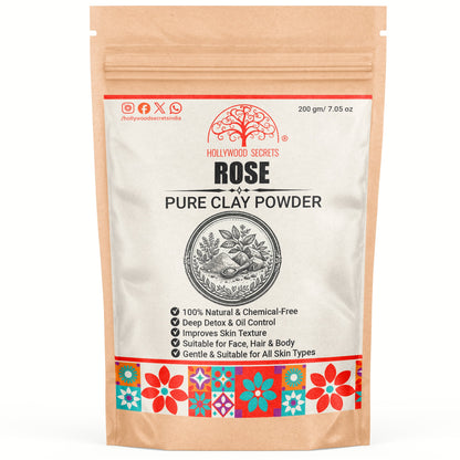Pure Rose Clay Powder 200Gms Hollywood Secrets
