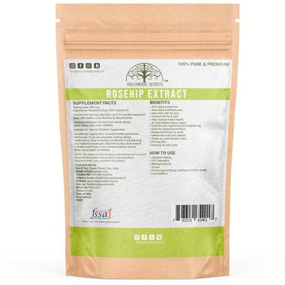 Pure Rosehip Extract Powder 20% Vitamin C 50gm Hollywood Secrets