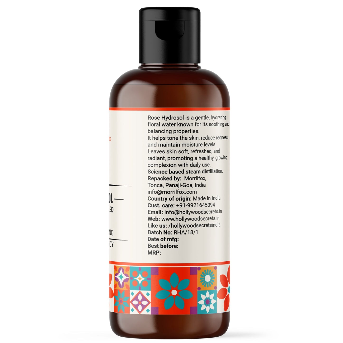 Pure Rose Hydrosol Floral Water 100ml Hollywood Secrets