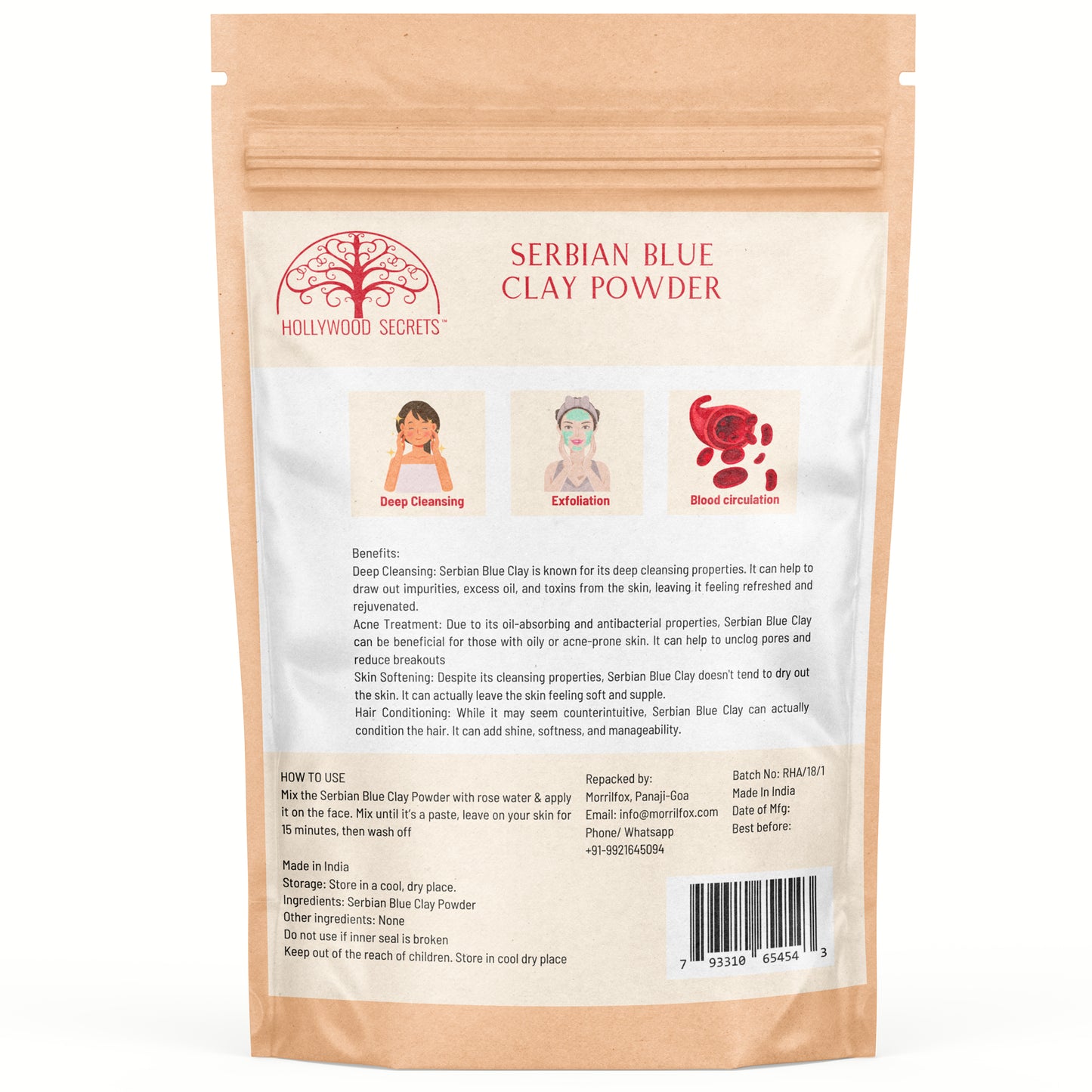 Pure Serbian Blue Clay Powder 100Gms Hollywood Secrets