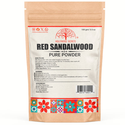 Organic Red Sandalwood Powder Lal Chandan  100 gm Hollywood Secrets