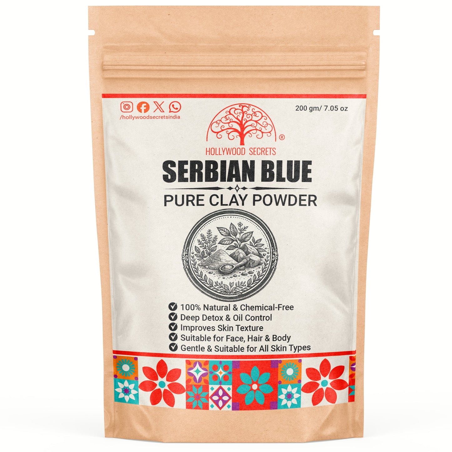 Pure Serbian Blue Clay Powder 200Gms Hollywood Secrets