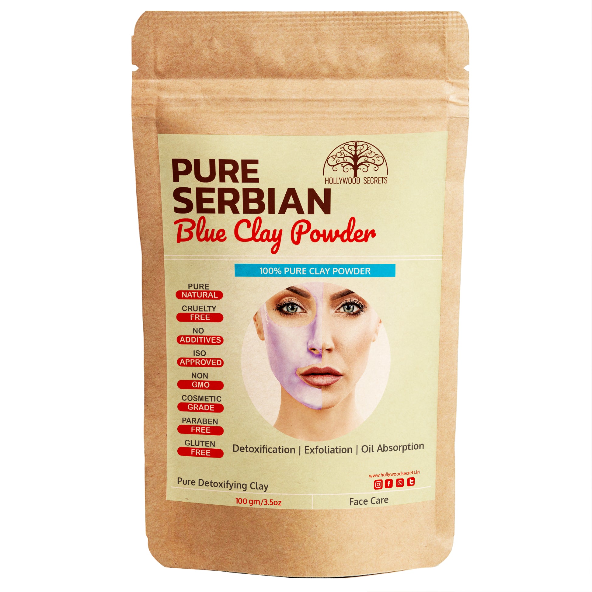 Pure Serbian Blue Clay Powder 100Gms Hollywood Secrets