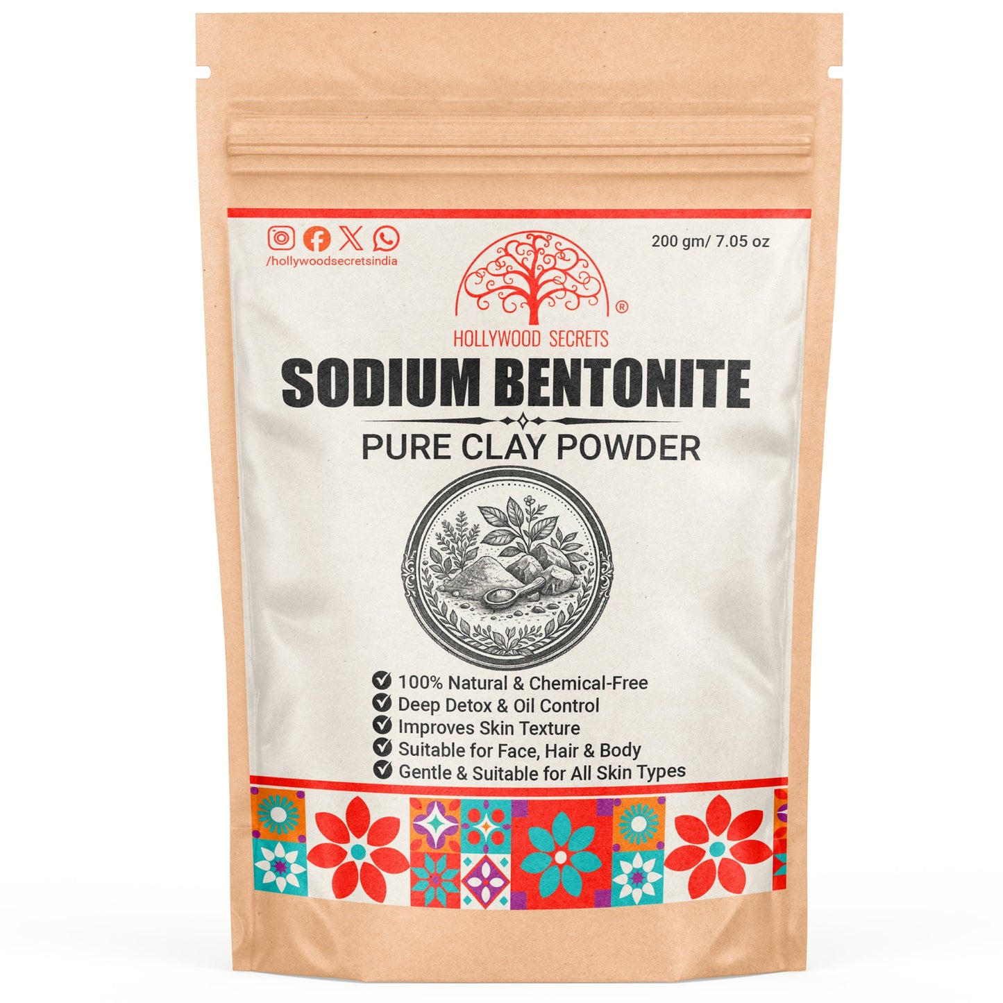 Pure Sodium Bentonite Clay Powder 200Gms Hollywood Secrets