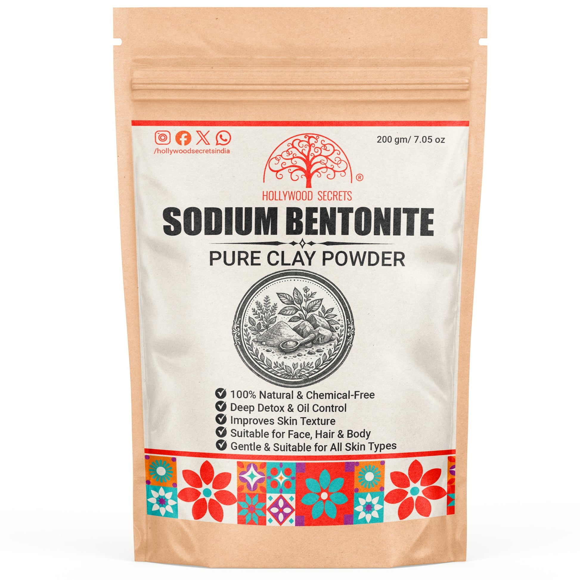 Pure Sodium Bentonite Clay Powder 200Gms Hollywood Secrets