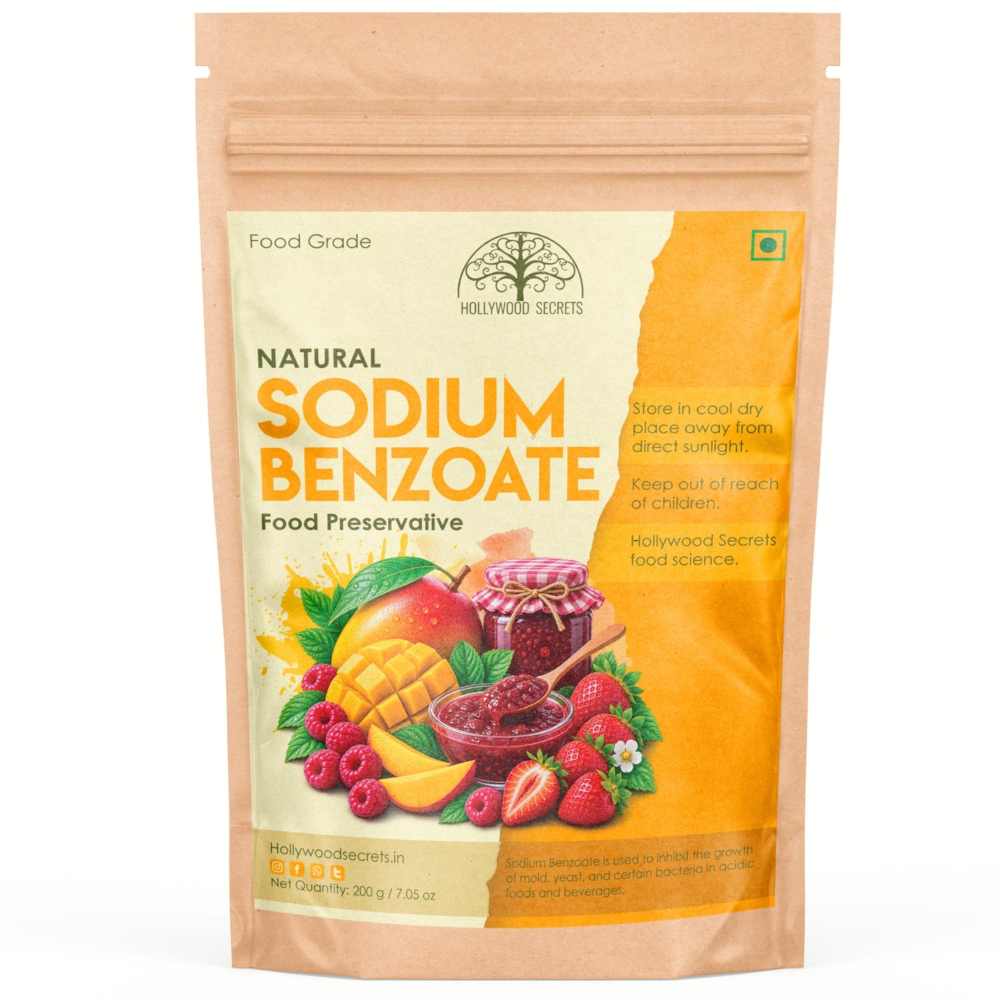 Sodium Benzoate Powder 100gm Hollywood Secrets