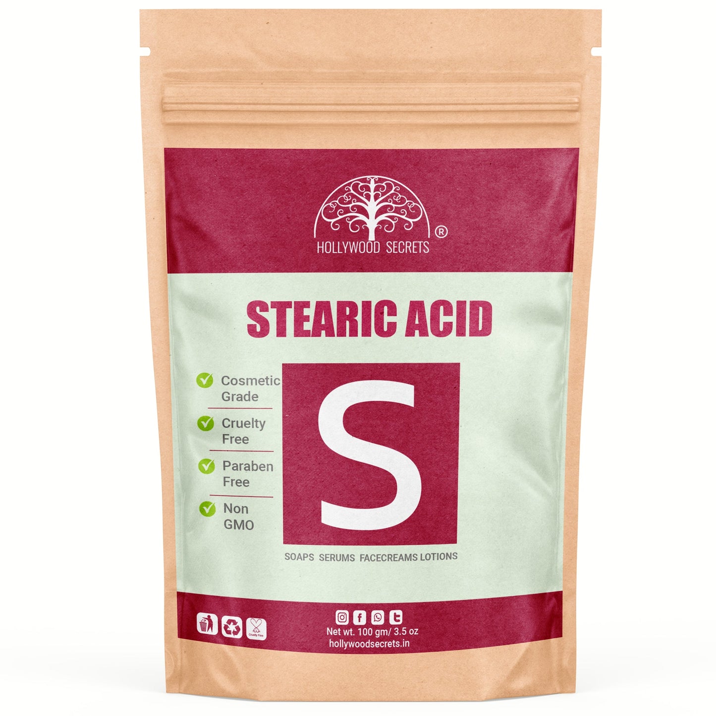 Stearic Acid Powder 100gm Hollywood Secrets