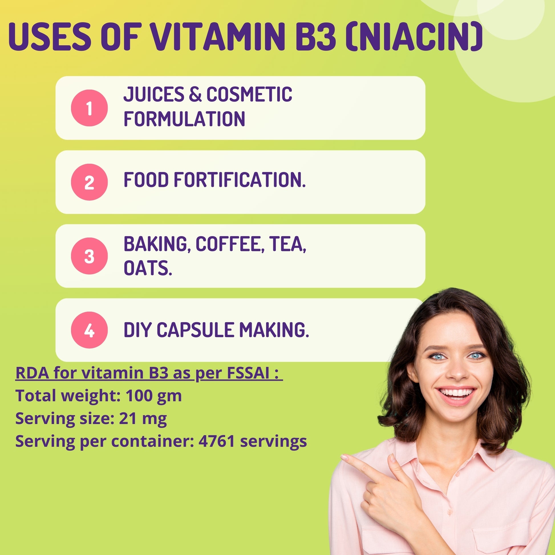 Vitamin B3 Niacin 100gm Hollywood Secrets
