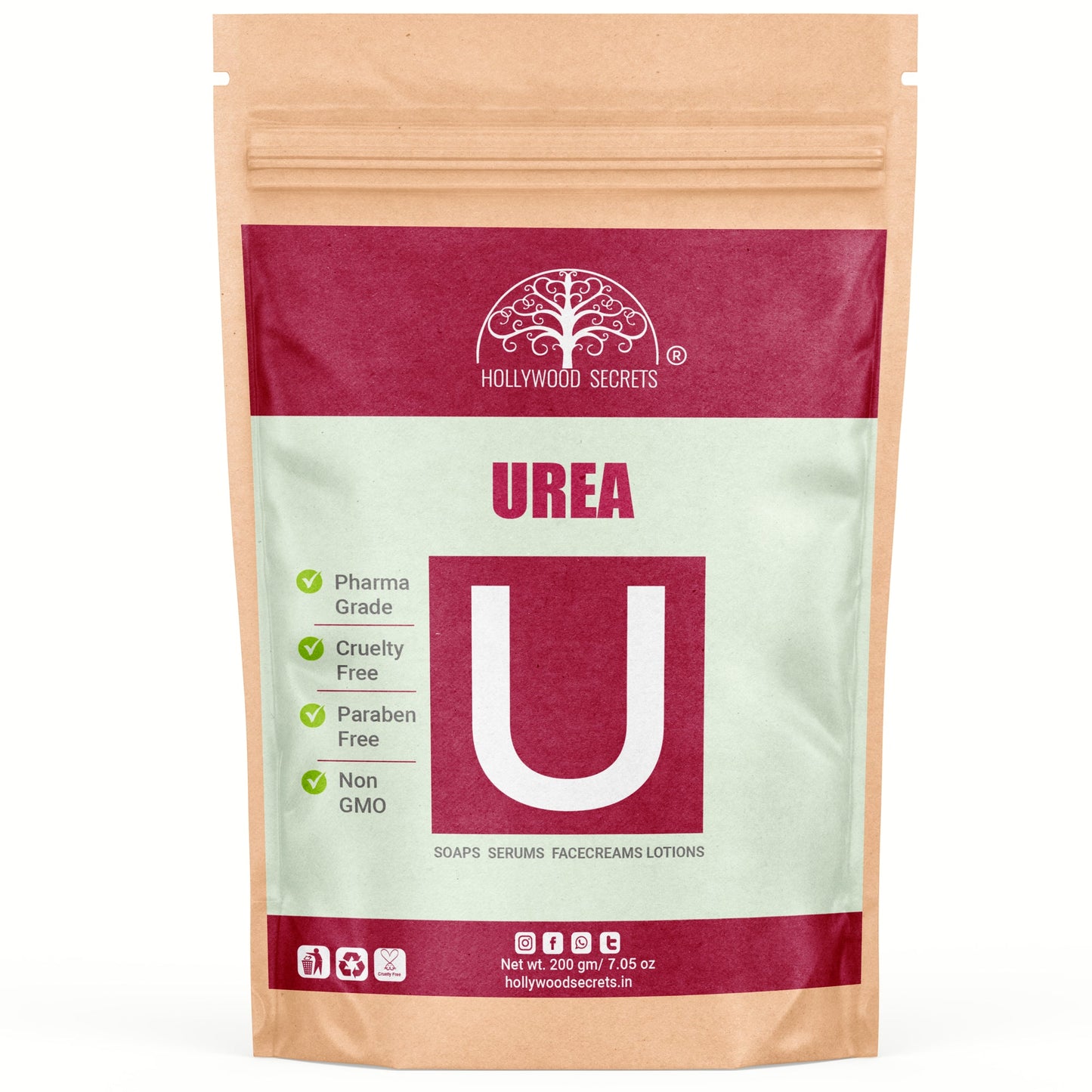 Urea Powder DIY Cosmetics 200 gm Hollywood Secrets