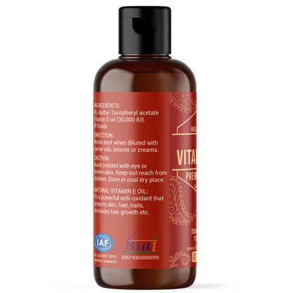 Pure Vitamin E Oil 30000 IU DL Alpha Tocopherol 100 ml Hollywood Secrets