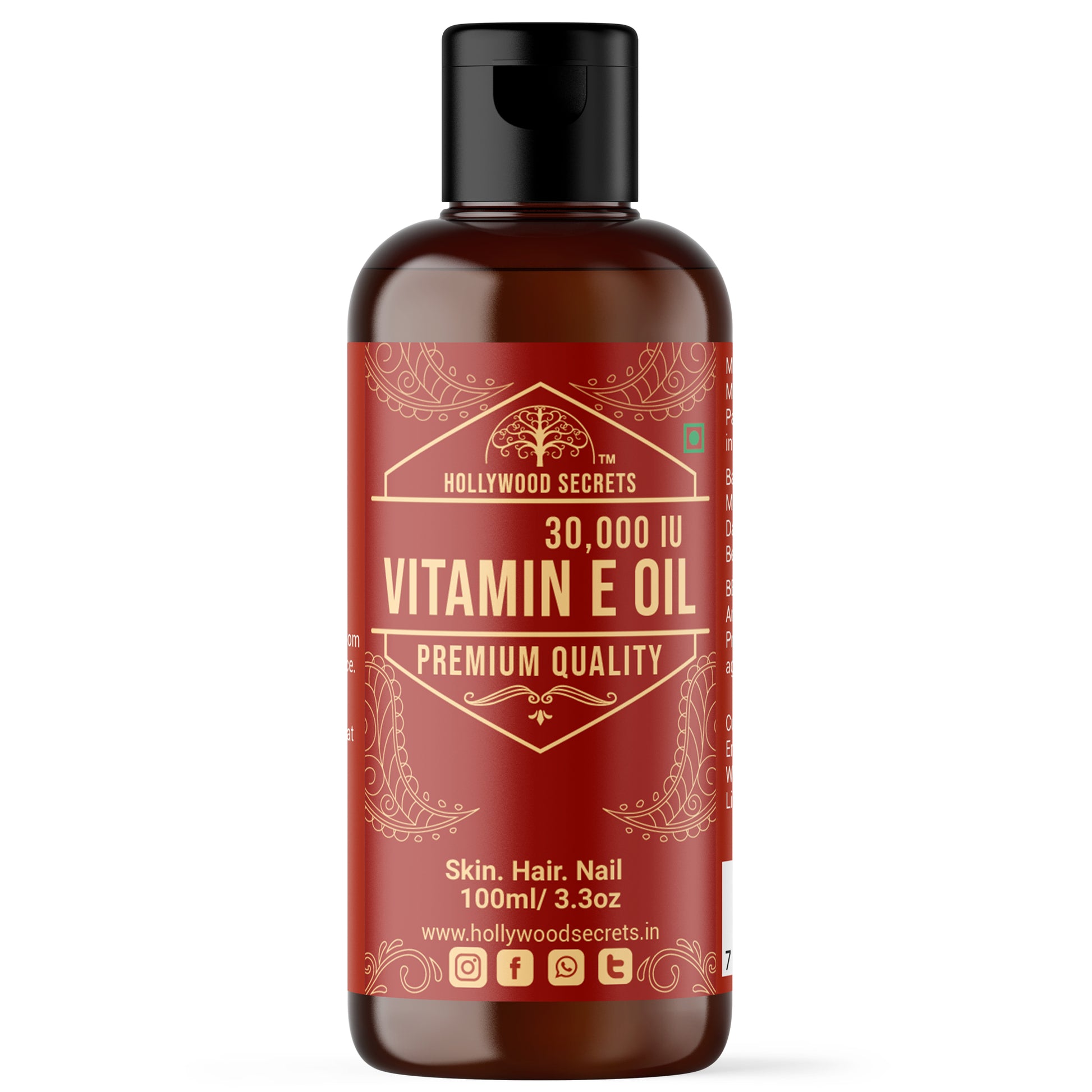 Hollywood Secrets Vitamin E Oil 30000 IU DL Alpha Tocopherol 100 ml Hollywood Secrets Vitamin E Oil 30000 IU DL Alpha Tocopherol 100 ml