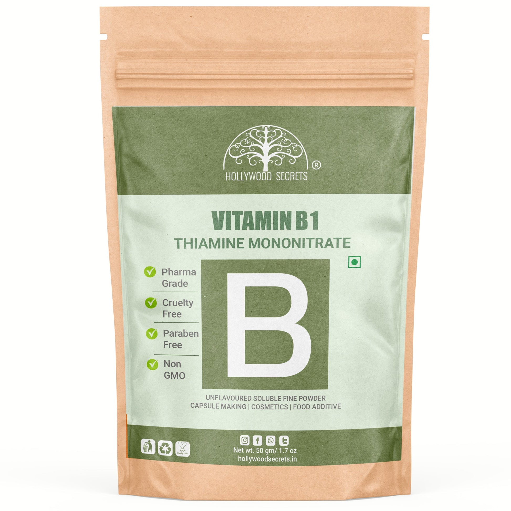 Vitamin B1 Thiamine Mononitrate Powder 50 gm Hollywood Secrets