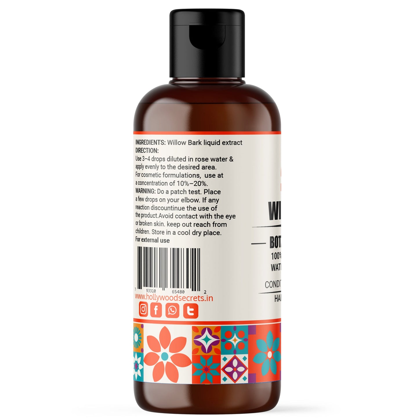 Pure 85% Willow Bark Liquid Extract Hollywood Secrets