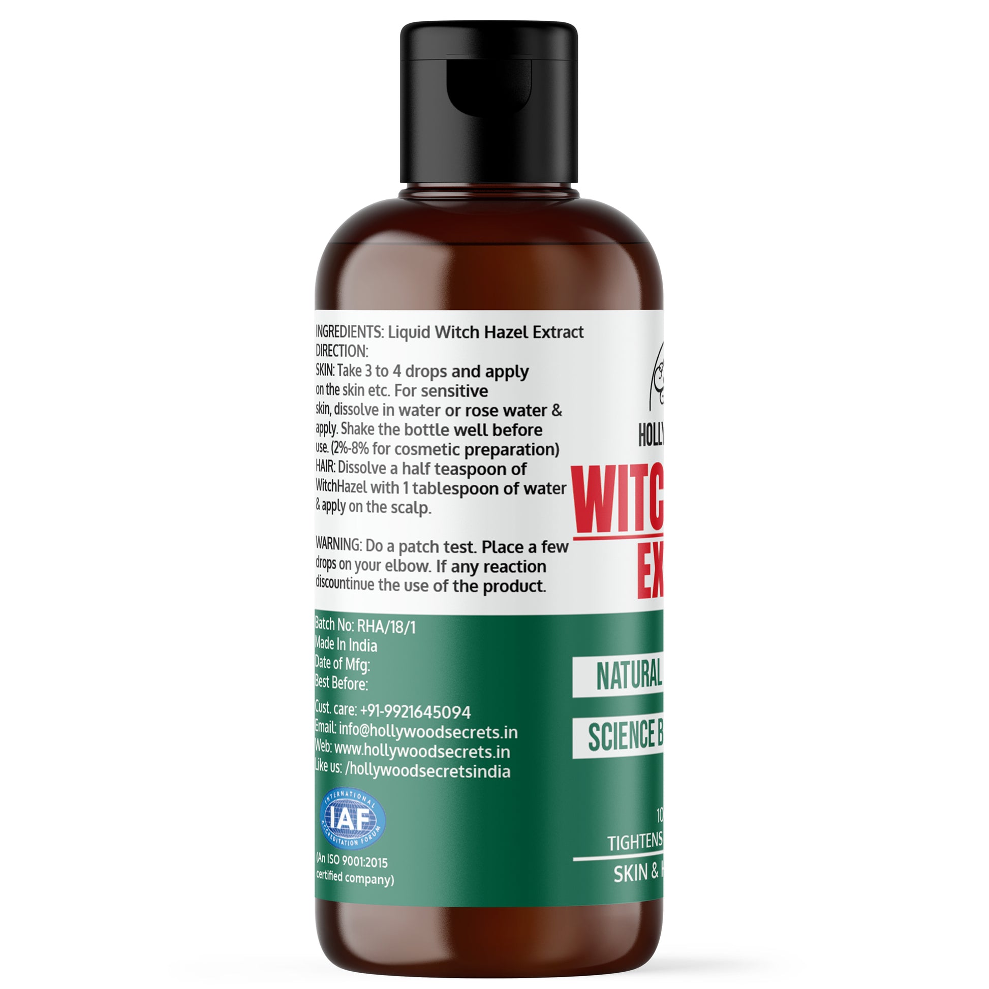 Pure 85% Witch Hazel Liquid Extract Hollywood Secrets