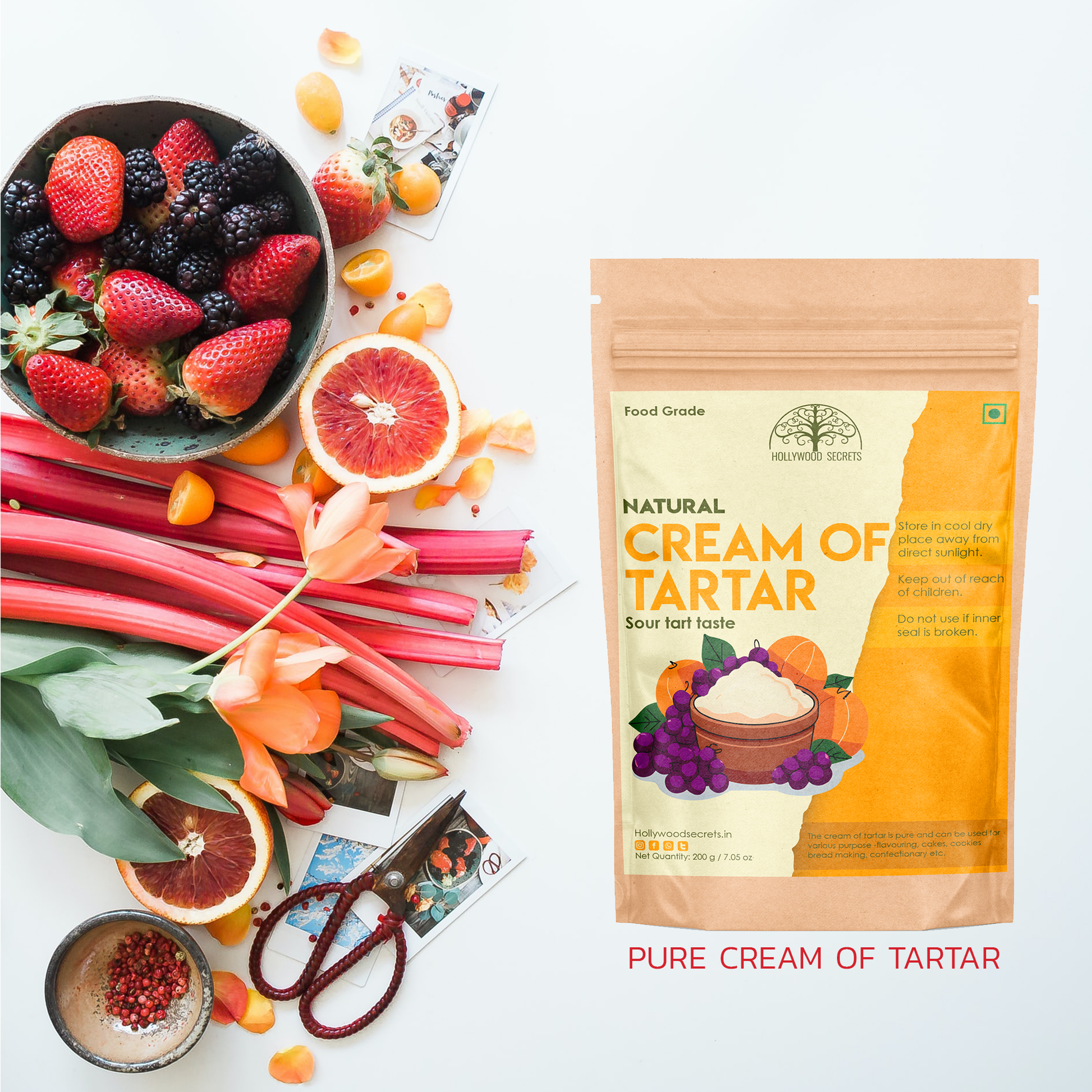 Pure Cream Of Tartar Powder (200 Gms) Hollywood Secrets