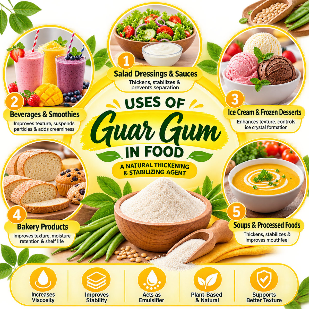 Guar Gum Powder Food Grade 200 gm Hollywood Secrets