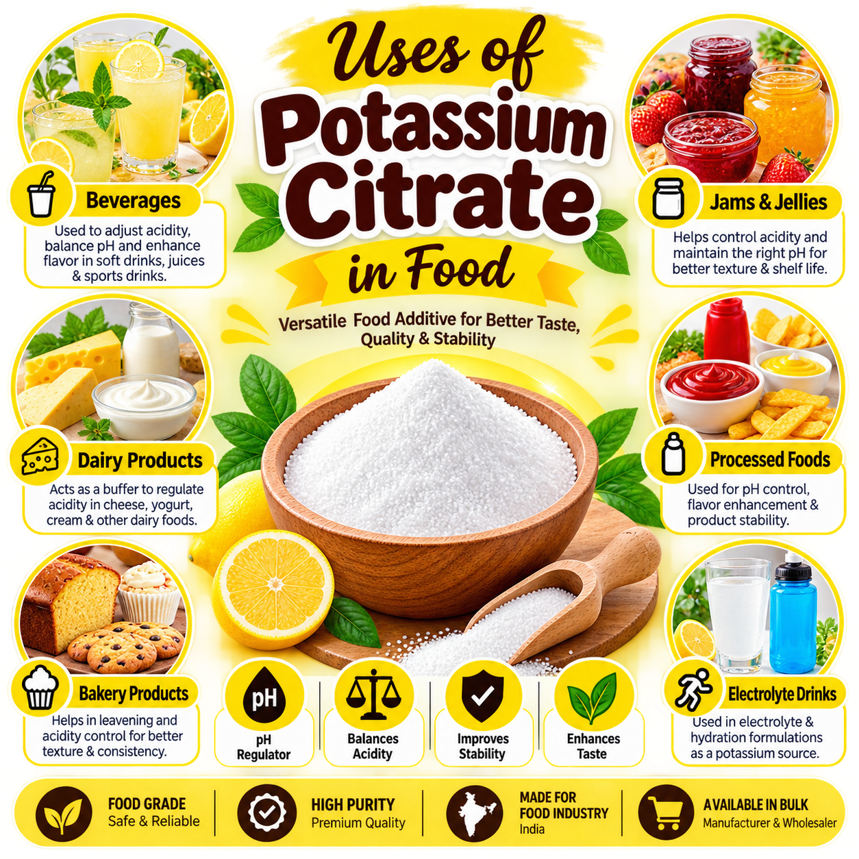 Potassium Citrate Powder Food Grade 200 gm Hollywood Secrets