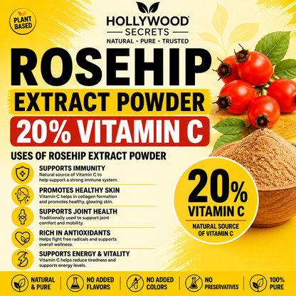 Pure Rosehip Extract Powder 20% Vitamin C 50gm Hollywood Secrets