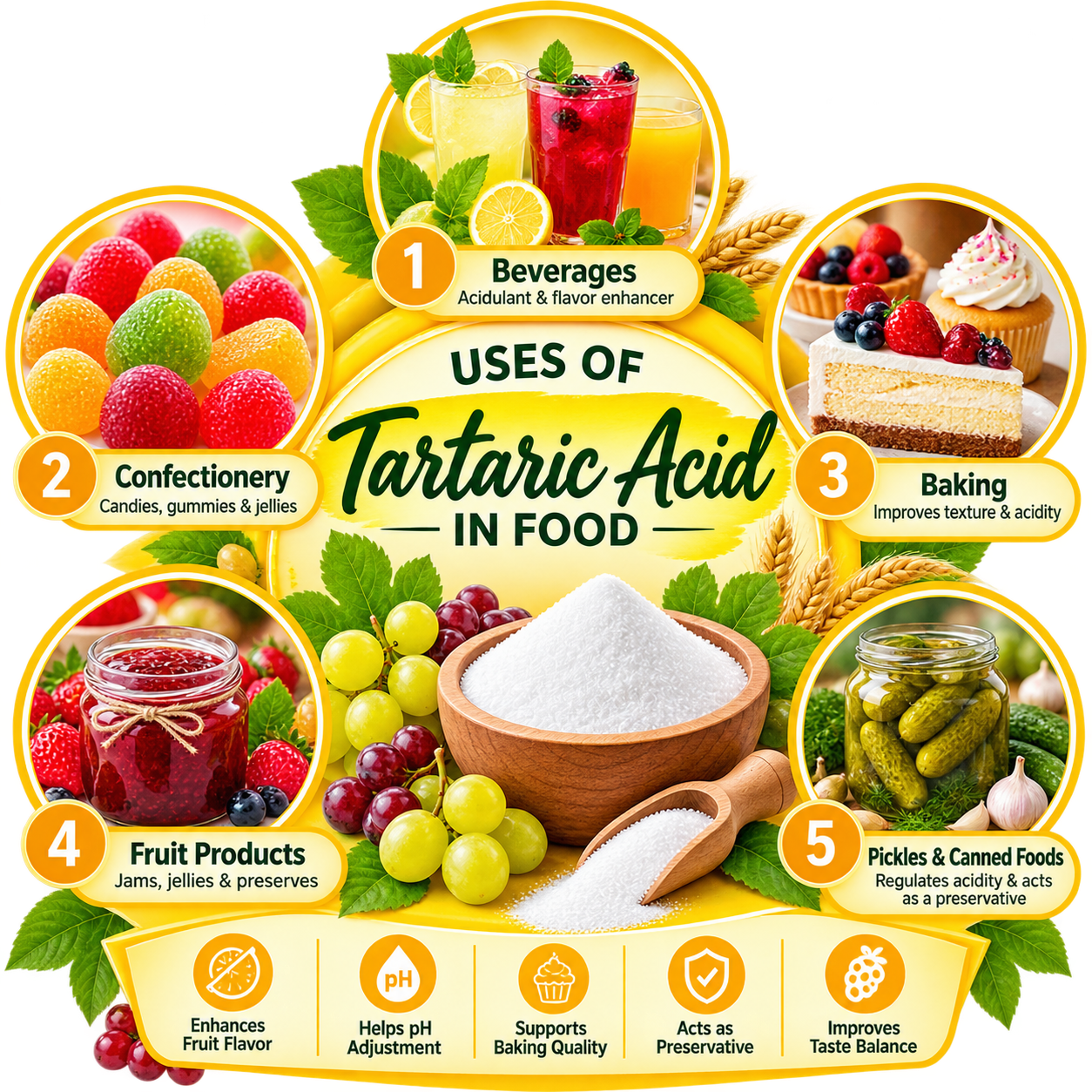 Pure Tartaric Acid Powder 200gm Hollywood Secrets