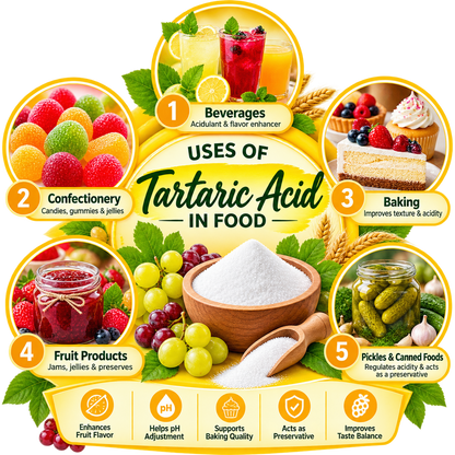 Pure Tartaric Acid Powder 200gm Hollywood Secrets