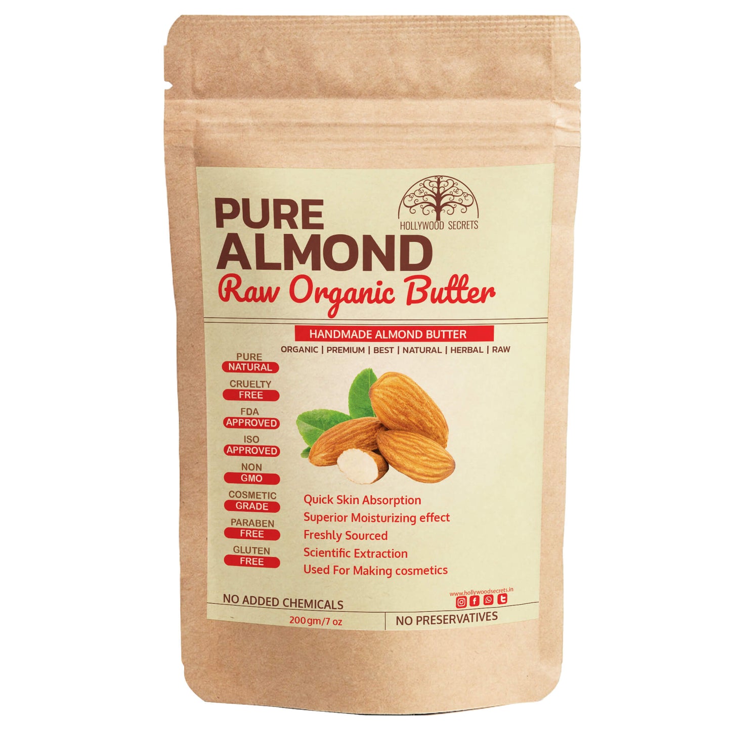 Raw Almond Body Skin Butter 200 gm Hollywood Secrets